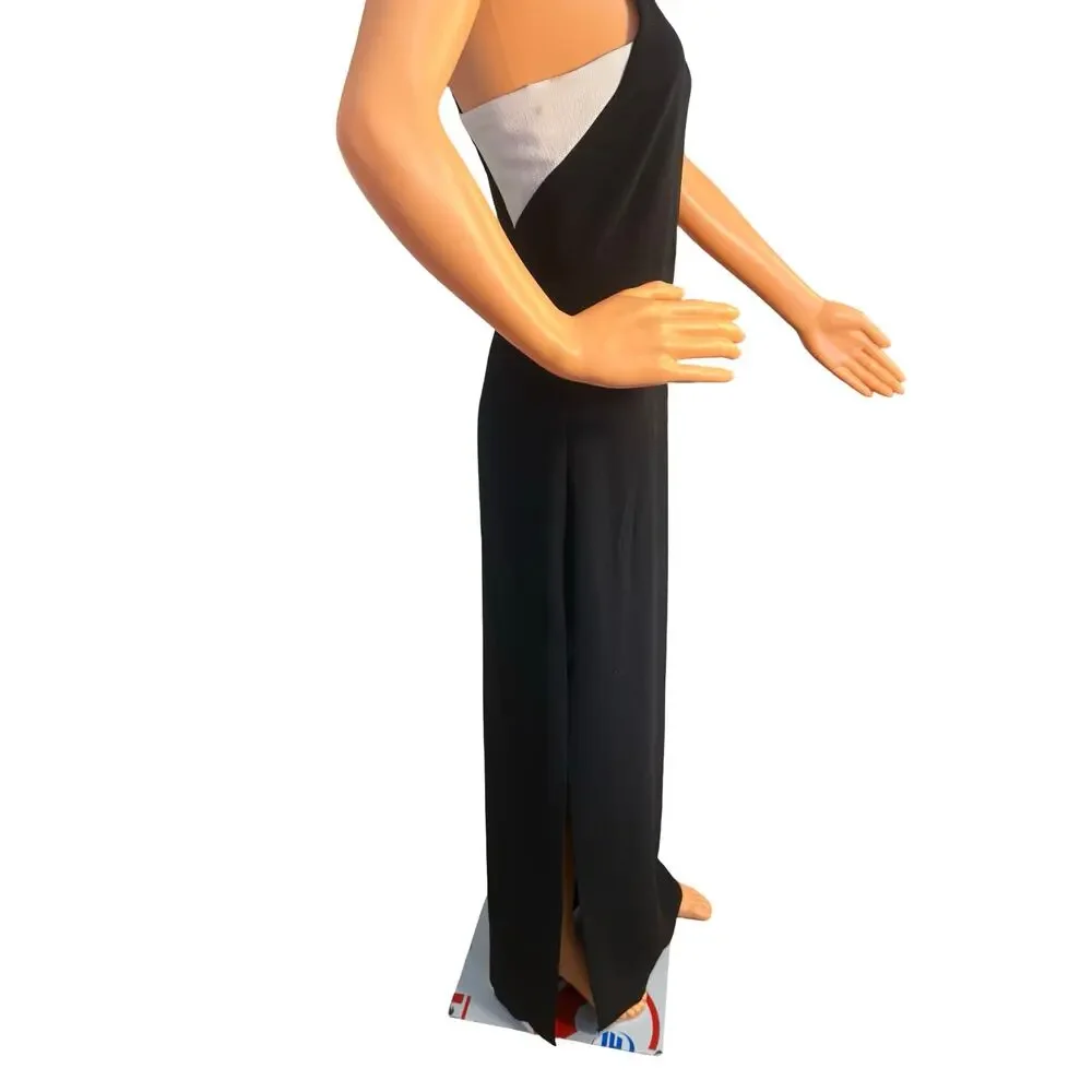 BCBGMAXAZRIA Black Beaded Neck Sleeveless Maxi Gown Formal evening Dress